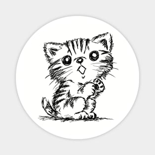 Black and White Sketch of an American Shorthair Magnet